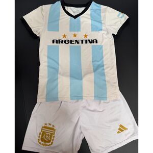 Argentina Soccer Jersey Kids 8Y AFA Adidas Shorts Size12 Football . World Cup